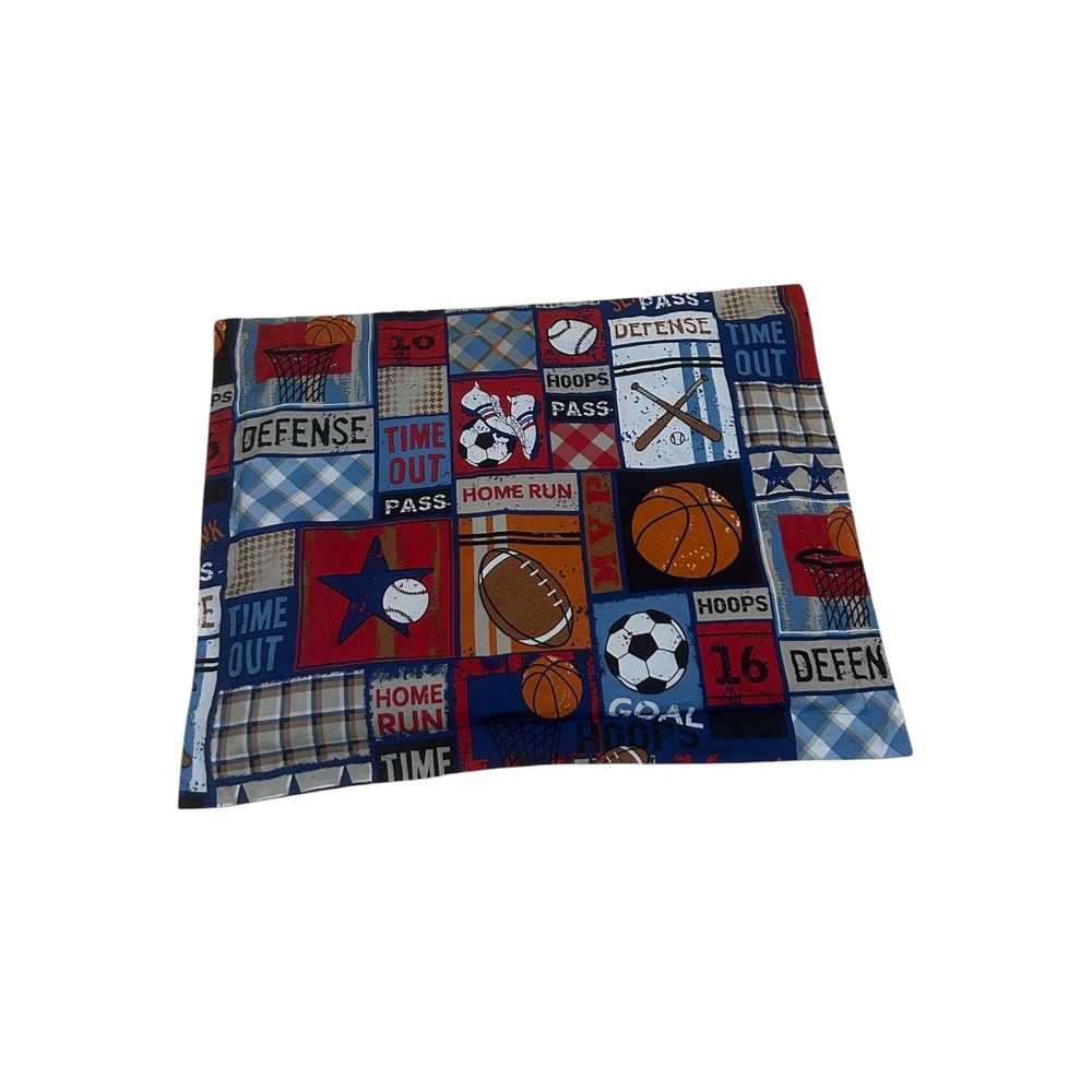 Mainstays Kids Sports Patchwork Pillow Sham Blue Red Basketball Baseball Soccer